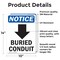 Signmission Buried Conduit (Down Arrow) Sign With Symbol, 10 in W x Rectangle, Vinyl Decal OS-2PACK-NS-D-1014-V-10402 - alternate 4
